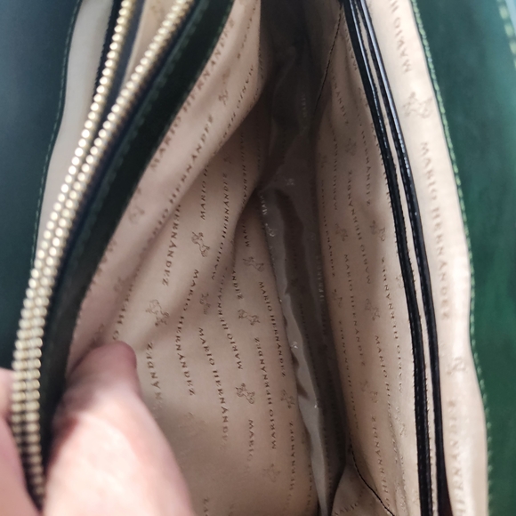 Mario Hernadez Green and Gold Floral Tote Bag with Gold Handles - Picture 9 of 16